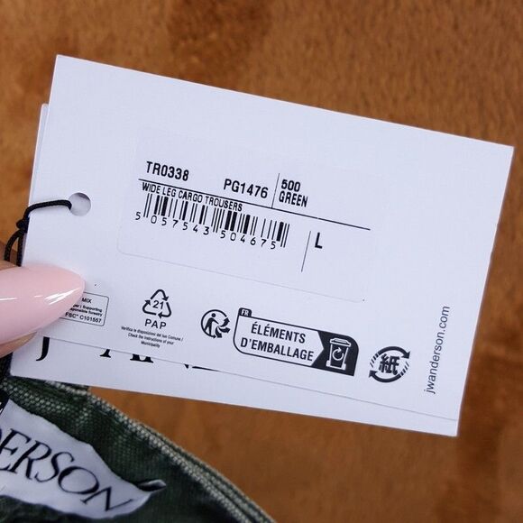 JW ANDERSON Jeans Mens Large Green Wide Leg Cargo Trouser $690 - Picture 7 of 12